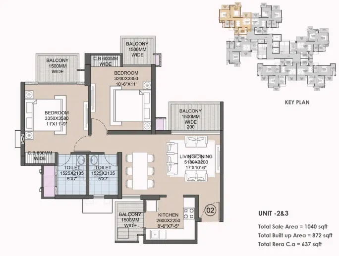 CRC Joyous — 2 BHK floor plan