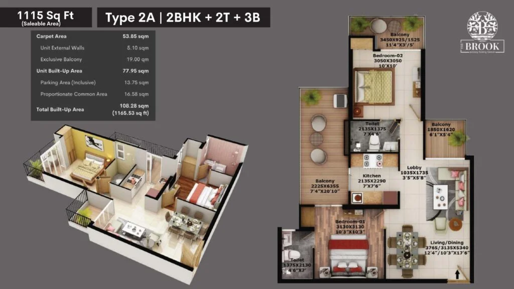 Fusion The Brook — 2 BHK floor plan