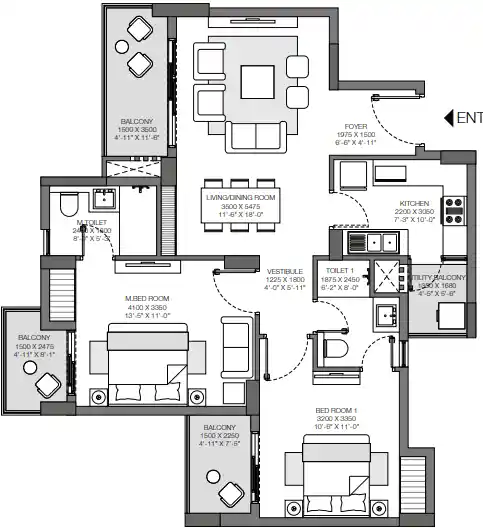 Godrej Nest — 2 BHK floor plan