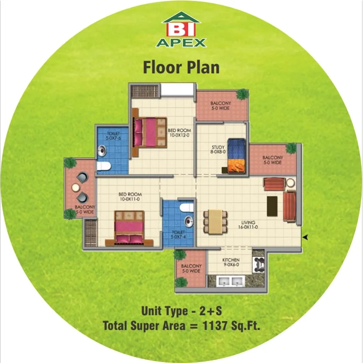 Apex Golf Avenue — 2 BHK floor plan