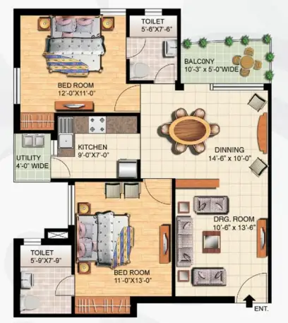 Great Value Sharanam — 2 BHK floor plan