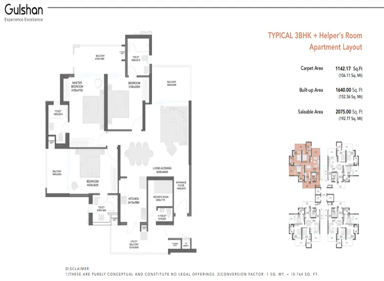Gulshan Empire — 3 BHK floor plan