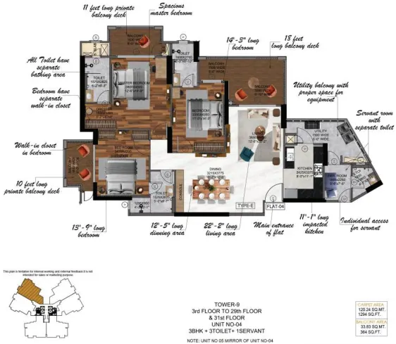 Nimbus The Arista Luxe — 3 BHK floor plan