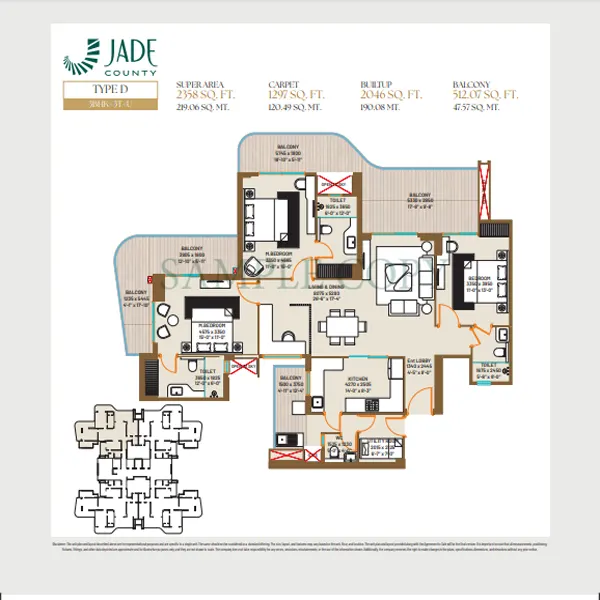 Jade County — 3 BHK floor plan