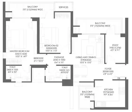 Godrej Arden — 2 BHK floor plan