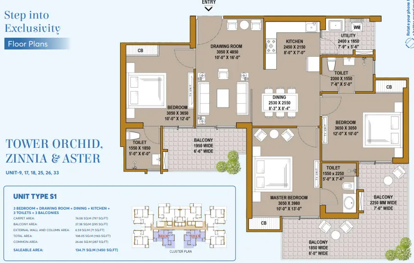 SKA Estate — 3 BHK floor plan
