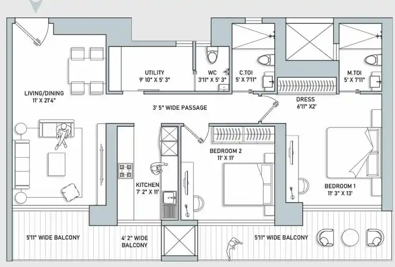 Indiabulls Heights — 2 BHK floor plan
