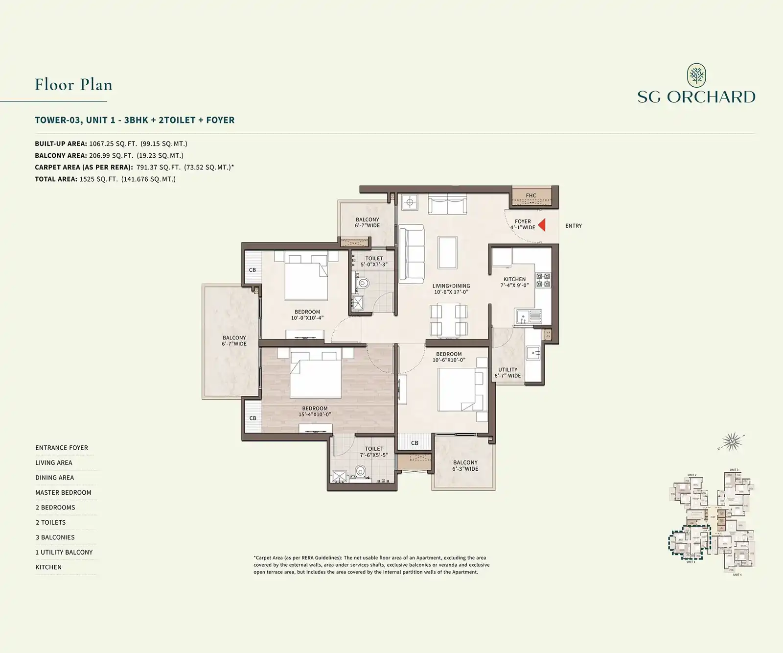 SG Orchard — 3 BHK floor plan