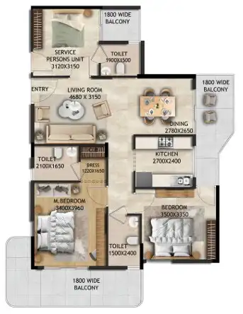 Advik By ROF — 2 BHK floor plan