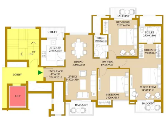 ATS Le Grandiose — 3 BHK floor plan
