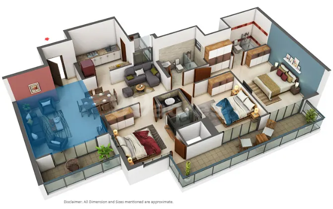 Prateek Canary — 3 BHK floor plan