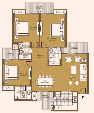 Purvanchal Sunbliss — 3 BHK floor plan