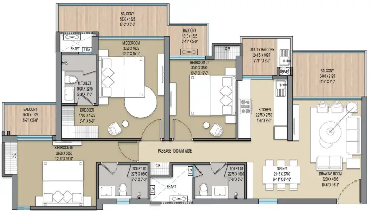 Elite X — 3 BHK floor plan