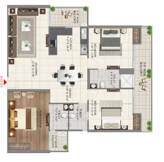 AIGIN Royal Park — 3 BHK floor plan