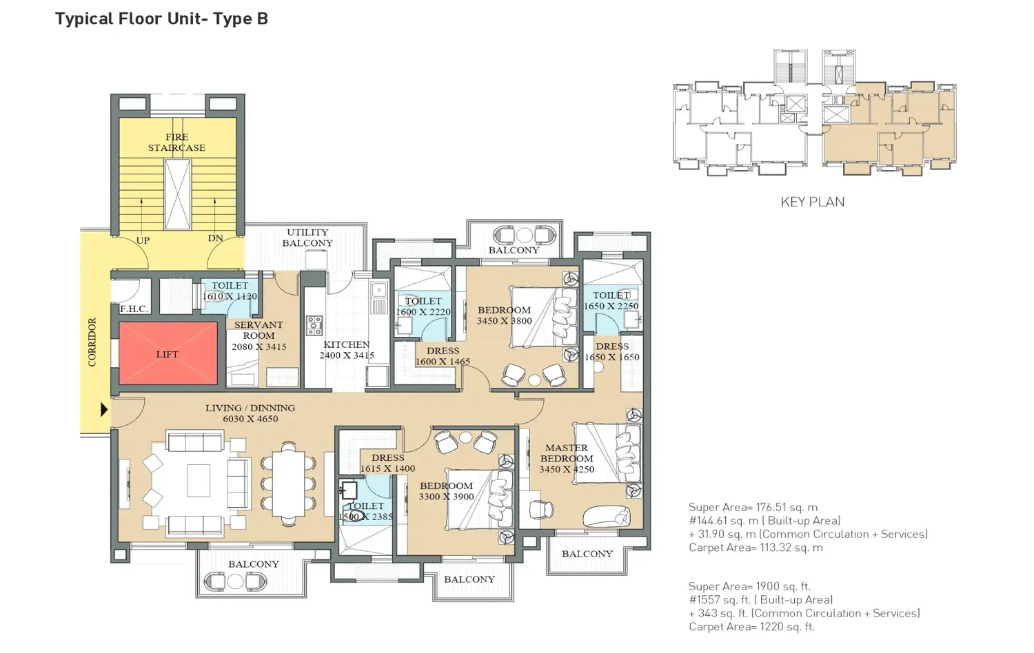 ATS Destinaire — 3 BHK floor plan