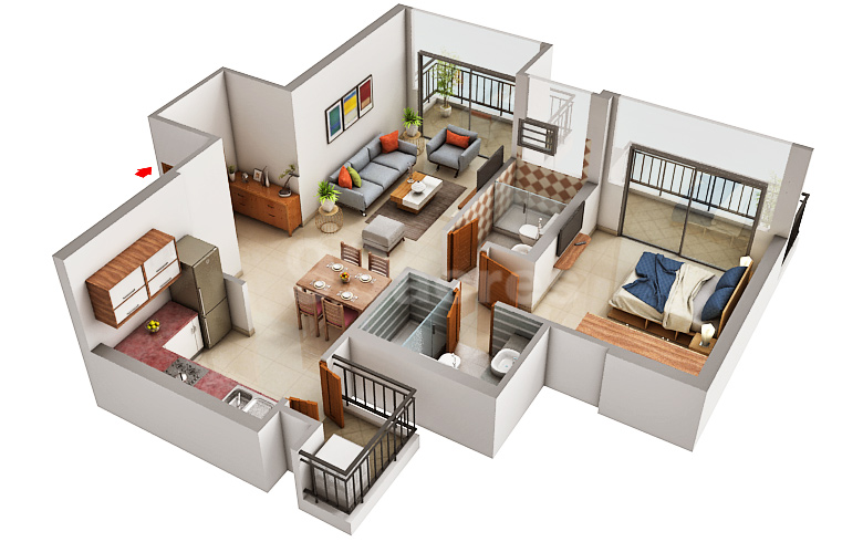 Godrej Palm Retreat — 1 BHK floor plan