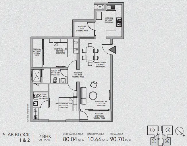 Godrej South Estate — 2 BHK floor plan