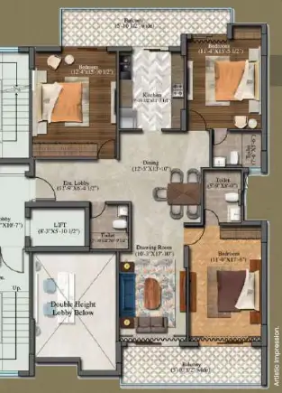 Navraj The Analia — 3 BHK floor plan