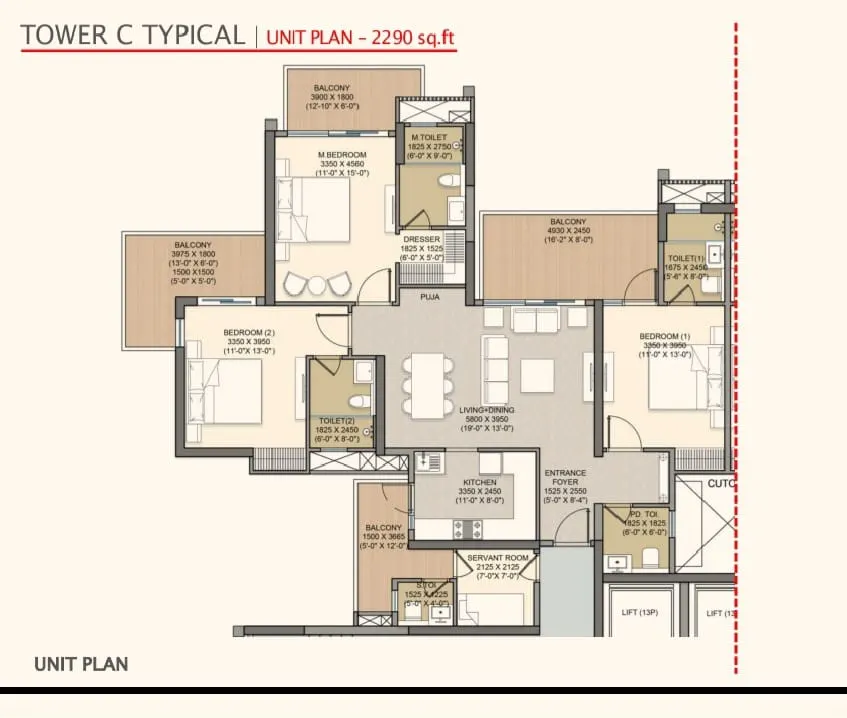ACE HAN'EI — 3 BHK floor plan