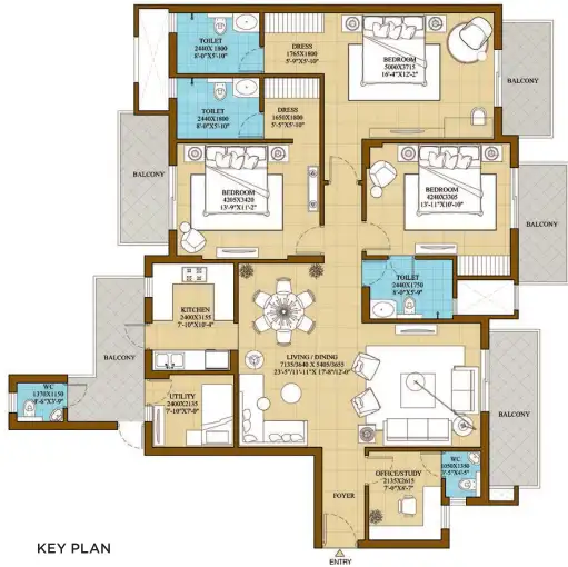 ATS Homekraft Pious Orchards — 3 BHK floor plan