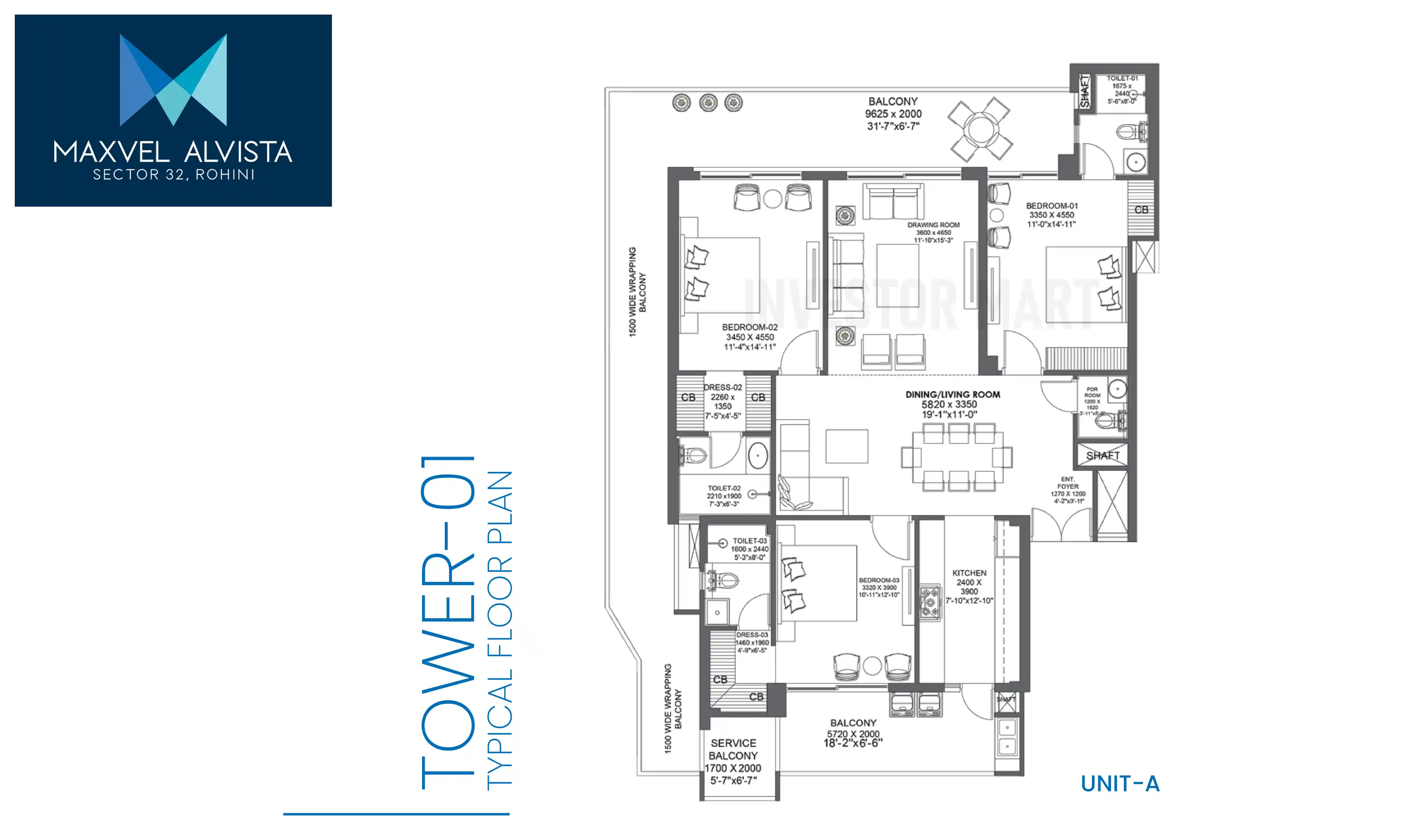 Maxvel Alvista — 3 BHK floor plan