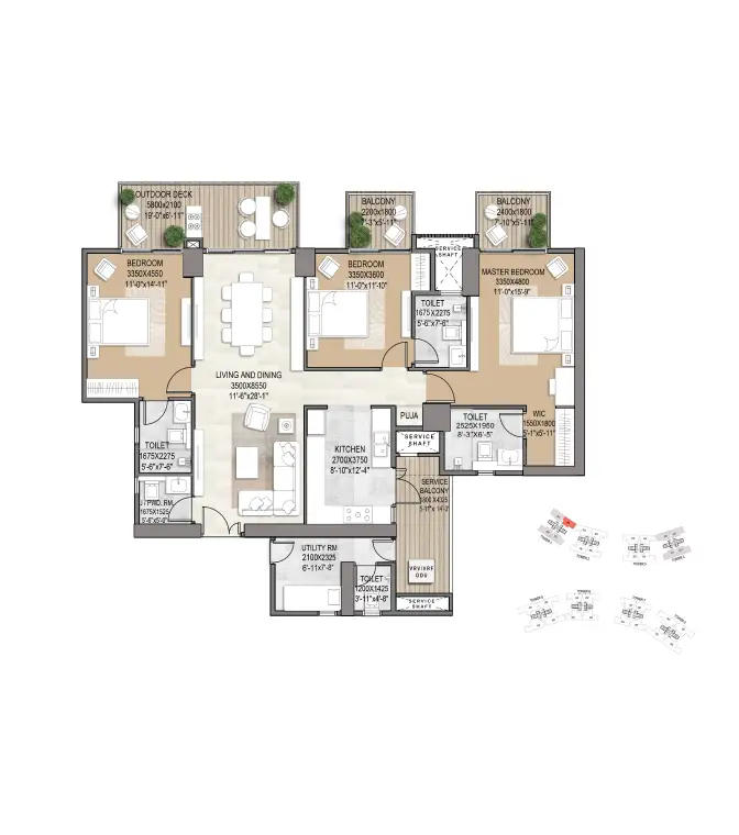 Signature Global De Luxe DXP — 3 BHK floor plan