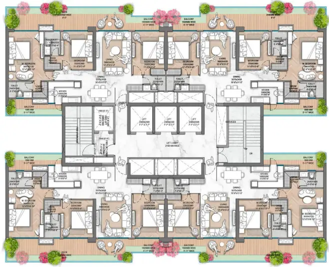 M3M Jacob And Co Residences — 3 BHK floor plan