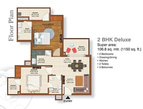 ACE Palm Floors — 2 BHK floor plan