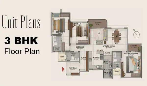 Tata Varnam — 3 BHK floor plan