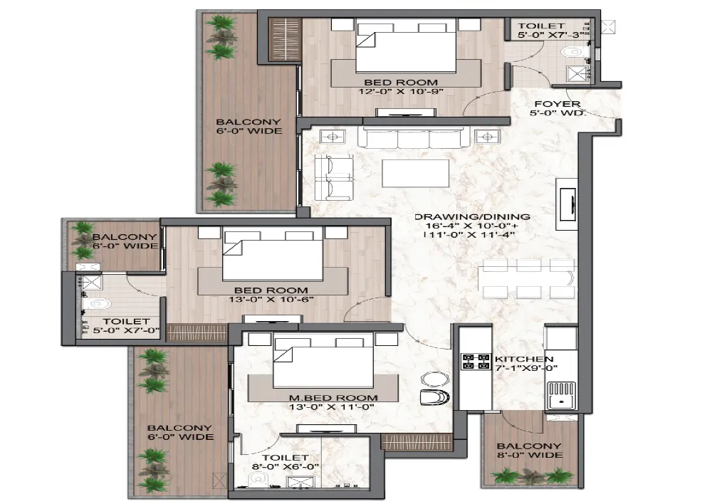 Divyansh Arya Height Hapur — 3 BHK floor plan