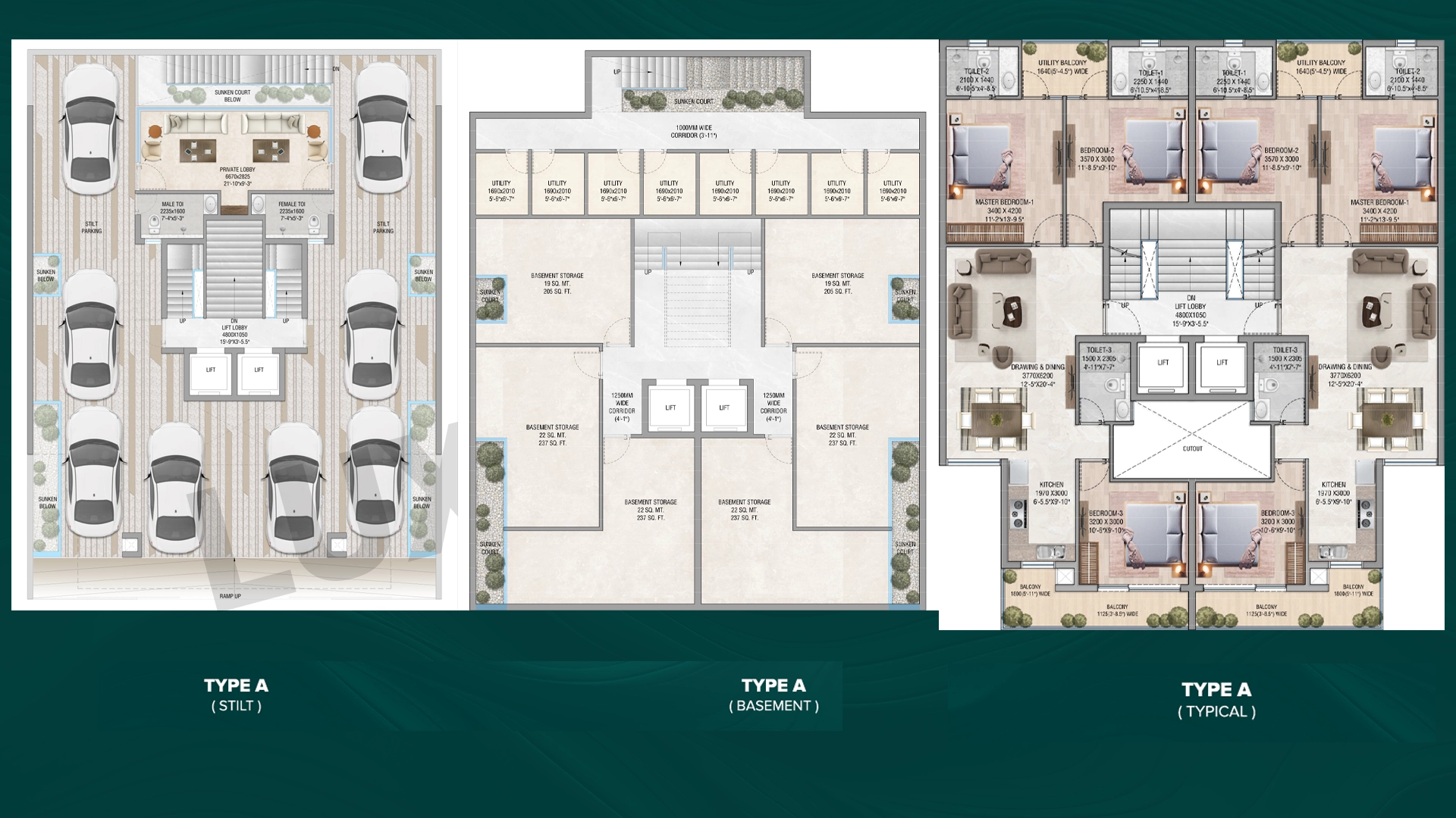 JMS Group The Majestic — 3 BHK floor plan