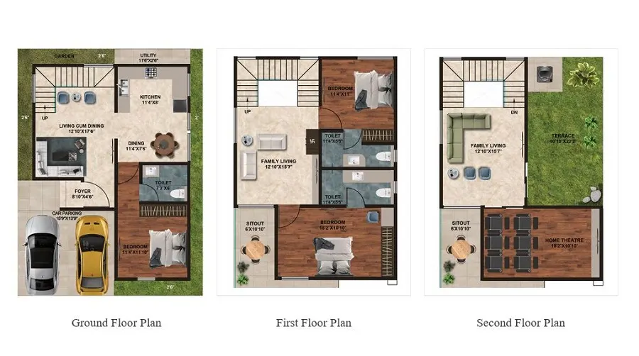 SLN Nidhi Palms — 3 BHK floor plan