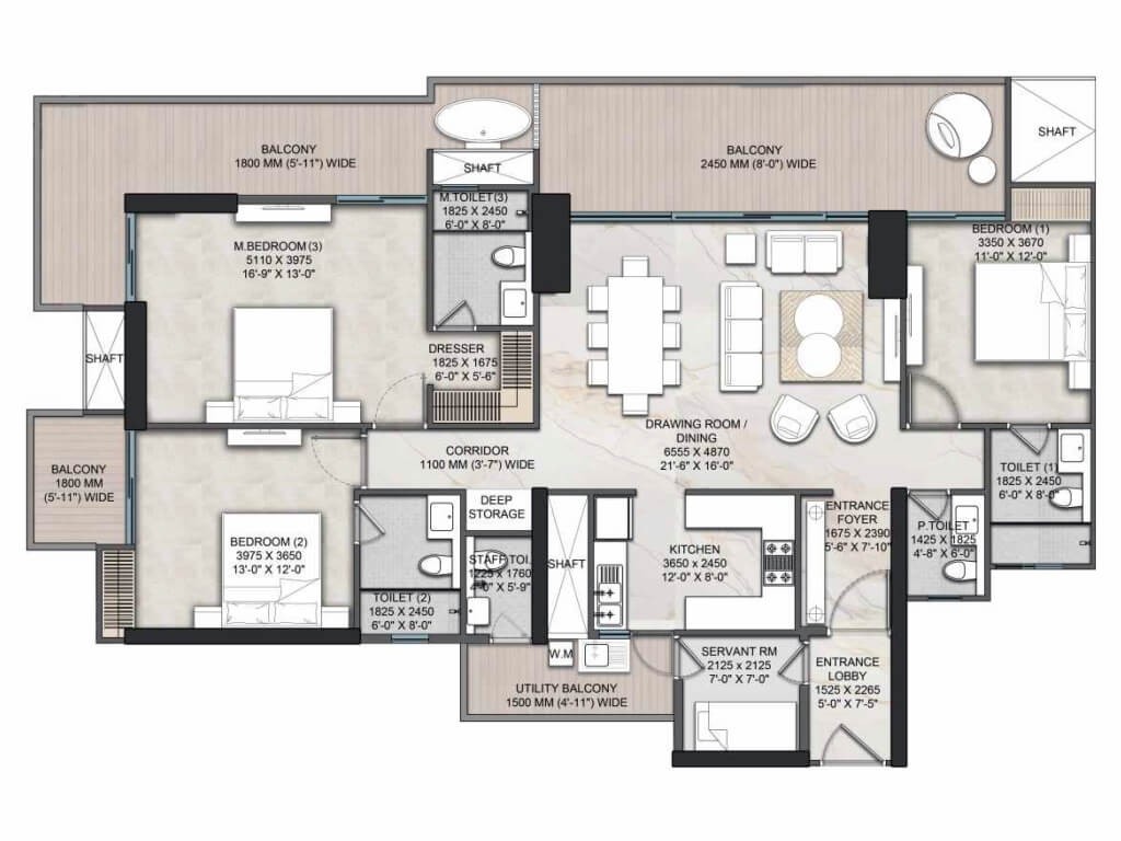 Greenbay The Monarque — 3 BHK floor plan