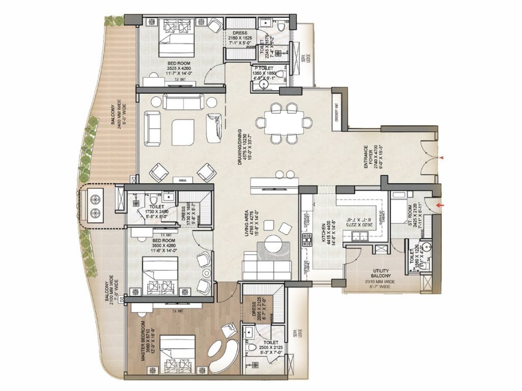 Ekanam by Great Value — 3 BHK floor plan