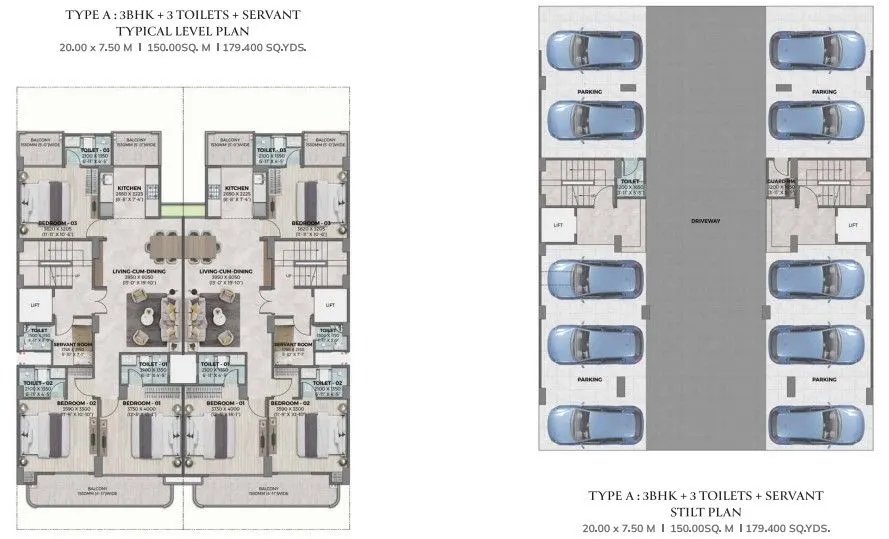 Kashi Residences — 3 BHK floor plan
