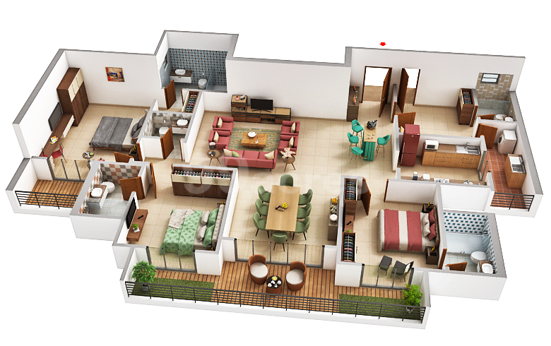 Sobha Aranya — 3 BHK floor plan