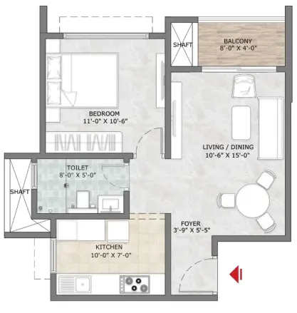 Prestige Suncrest — 1 BHK floor plan