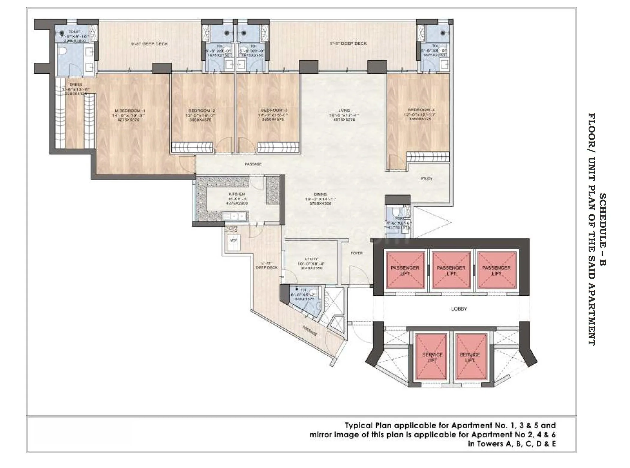 DLF The Arbour — 4 BHK floor plan