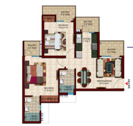 Nirala Estate Phase 2 — 2 BHK floor plan