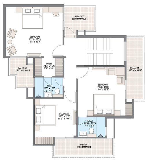 Speedway avenue — 2 BHK floor plan