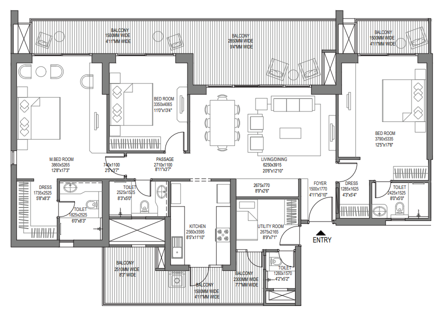 Godrej Woods — 3 BHK floor plan