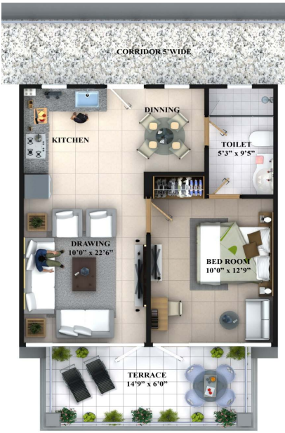 The Woods Barog — 1 BHK floor plan