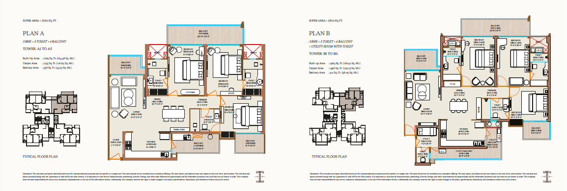 Ivory County — 3 BHK floor plan