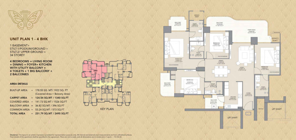 Gaur Plume Chrysalis — 3 BHK floor plan