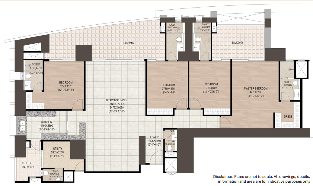 DLF Privana north — 4 BHK floor plan
