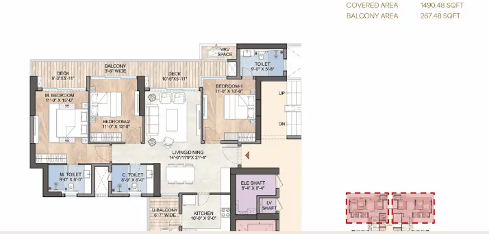 Rosemont Residency Phase 1 — 3 BHK floor plan