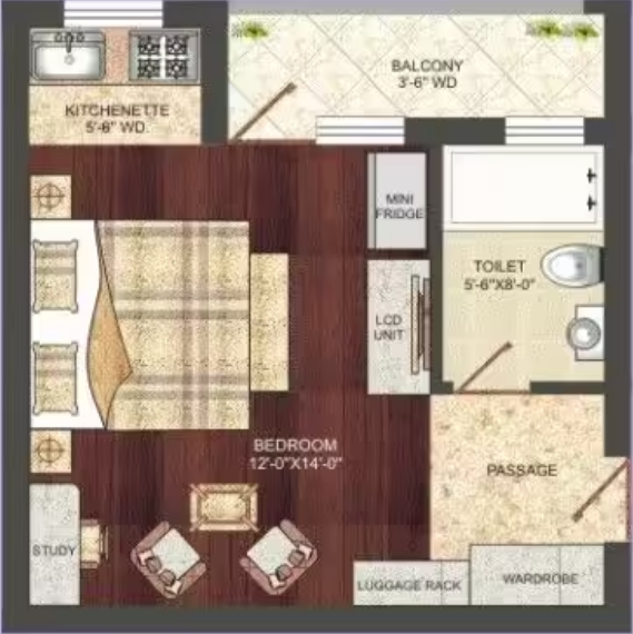 Grand Arcade Vrindavan — Studio floor plan
