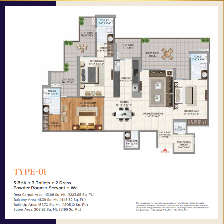 Metro Suites Bellavie — 3 BHK floor plan