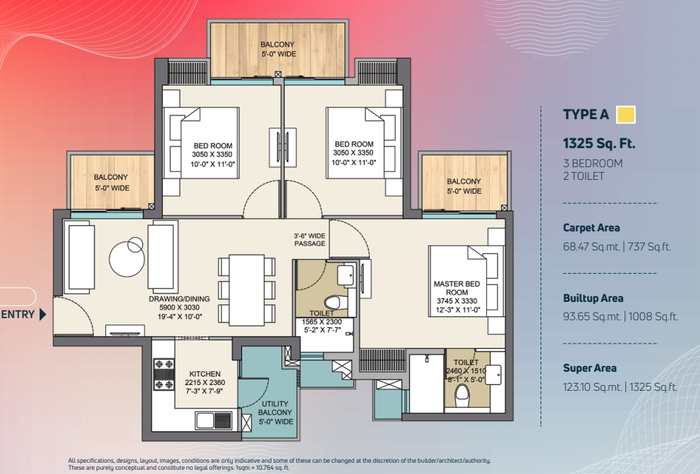 Nirala Trio — 3 BHK floor plan
