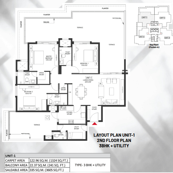 Alphacorp Sky1 — 3 BHK floor plan